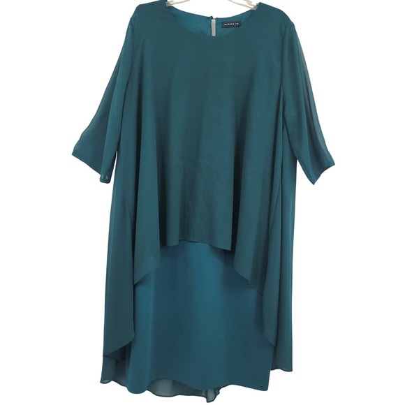 Unknown Dresses & Skirts - Women's Teal Chiffon Lagenlook Elegant Boho Formal Whimsigoth Sz XXL Tunic Dress